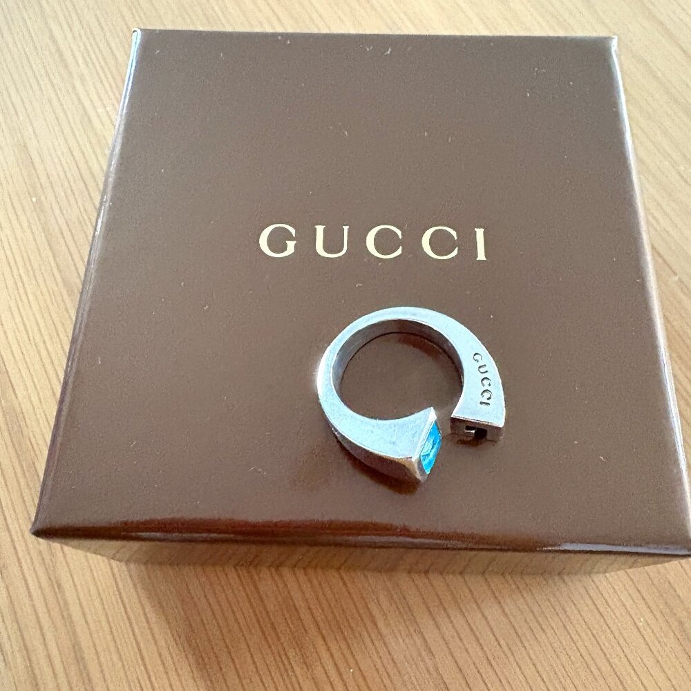 Gucci Twist Ring Blue Topaz and Silver 925